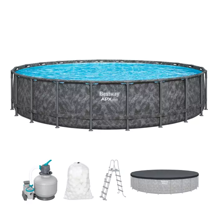 Каркасный бассейн Bestway 561JZ BW, 671х132см "APX 365", 40377л, песочный фильтр-насос, лестница, тент, полисферы фото 2